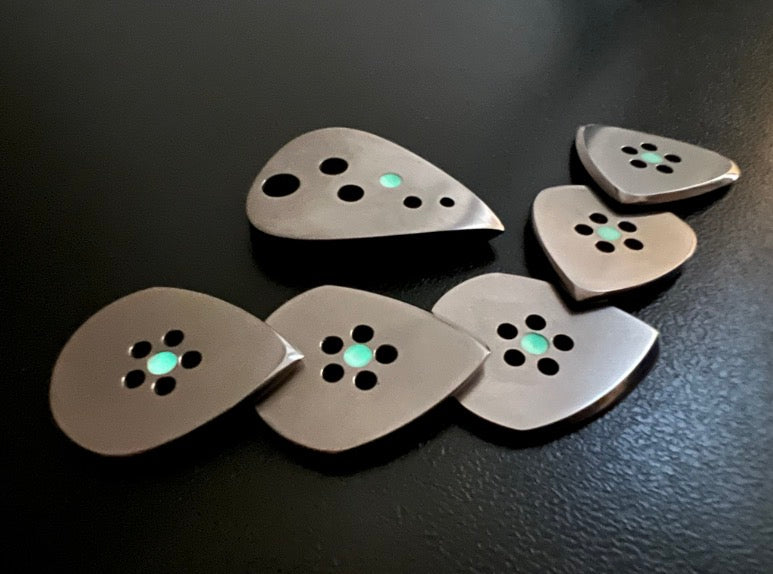 Titanium Jazz Guitar Pick with Grip Holes and Glow Material – Durable, Matte Finish Plectrum