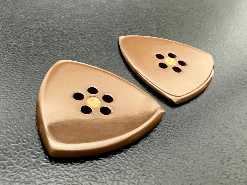 Vespel Guitar Pick – Jazz, Flow, Triangle Shapes – 1mm 1.5mm 2mm – Golden Button Grip & Speed Bevel Options