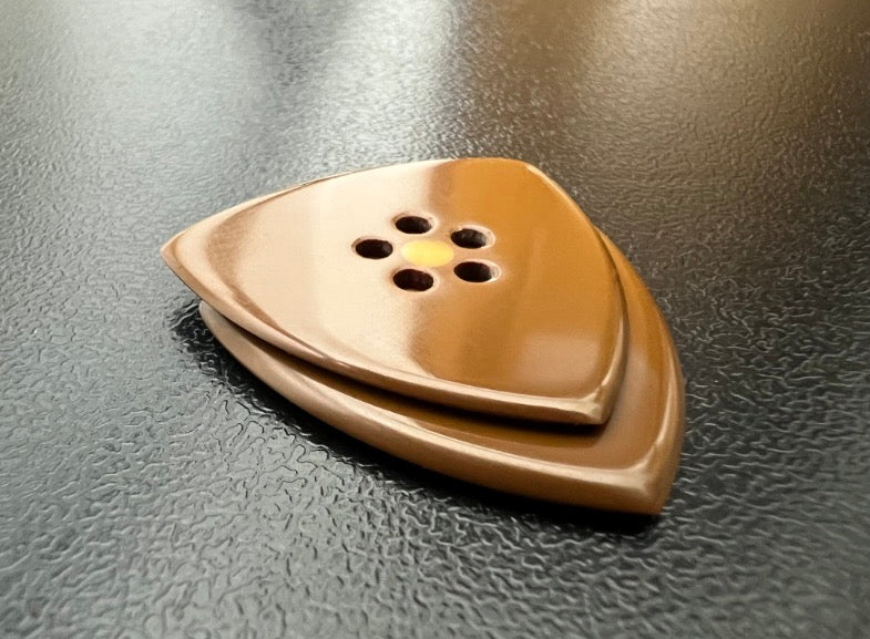 Vespel Guitar Pick – Jazz, Flow, Triangle Shapes – 1mm 1.5mm 2mm – Golden Button Grip & Speed Bevel Options