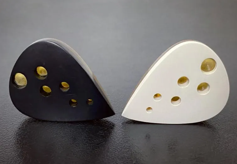 Handmade Teardrop Guitar Pick, Peek Ultem Hybrid, Black White Beige Colors