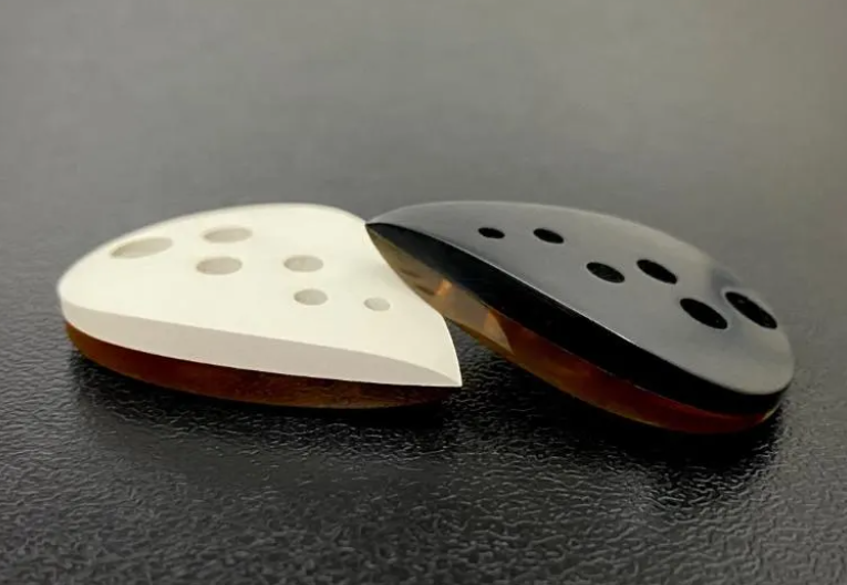 Handmade Teardrop Guitar Pick, Peek Ultem Hybrid, Black White Beige Colors