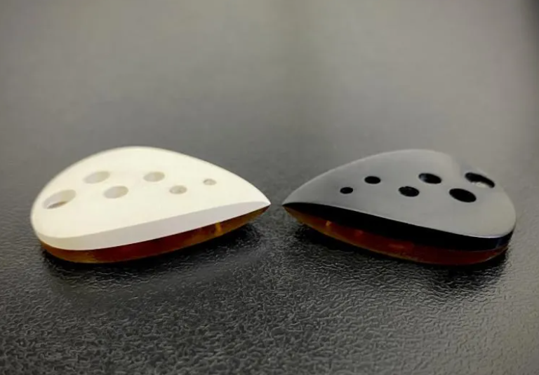 Handmade Teardrop Guitar Pick, Peek Ultem Hybrid, Black White Beige Colors