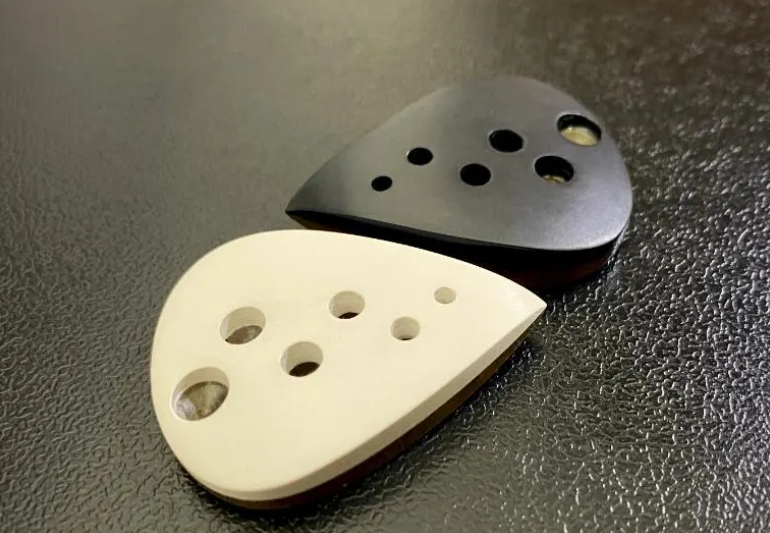 Handmade Teardrop Guitar Pick, Peek Ultem Hybrid, Black White Beige Colors