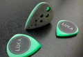 6mm Thick Teardrop Guitar Plectrum, Black Green UHMWPE Pick, Grip Holes
