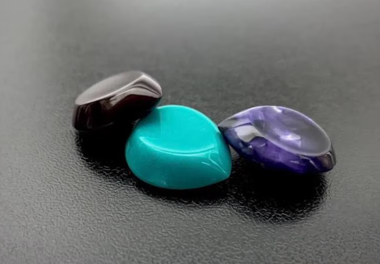 Artisanal Asymmetric Guitar Pick – Fully Hand-Shaped Kirinite Plectrum – Amethyst, Turquoise, Burgundy – 53 Colors And Patterns