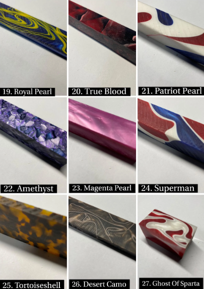 Artisanal Asymmetric Guitar Pick – Fully Hand-Shaped Kirinite Plectrum – Amethyst, Turquoise, Burgundy – 53 Colors And Patterns