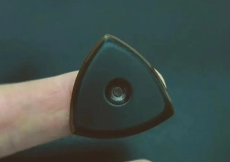Exclusive Handcrafted Guitar Pick in Shape of Triangle Made of Highest Quality Vespel, Torlon and PEEK Plastic - Black Hole