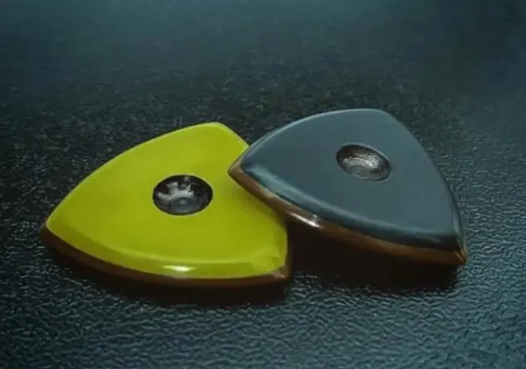 Exclusive Handcrafted Guitar Pick in Shape of Triangle Made of Highest Quality Vespel, Torlon and PEEK Plastic - Black Hole
