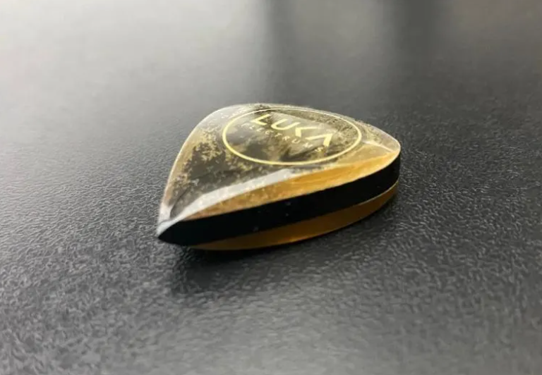 Layered Teardrop Guitar Pick – Ultem with PEEK or UHMWPE Core