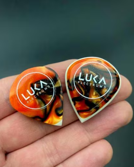Handcrafted Kirinite Guitar Pick – PEEK, UHMWPE or Ultem Core, Hybrid Jazz Plectrum