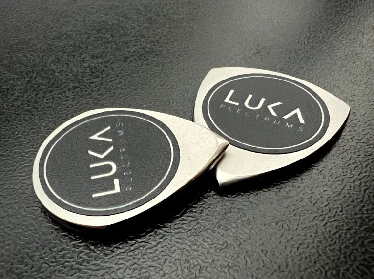 Handmade titanium guitar pick – Jazz or Flow shape, durable metal plectrum – Luka Plectrums