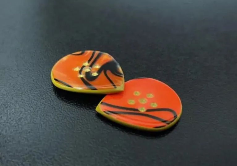 Handmade button jazz guitar pick – Kirinite and Torlon, 25