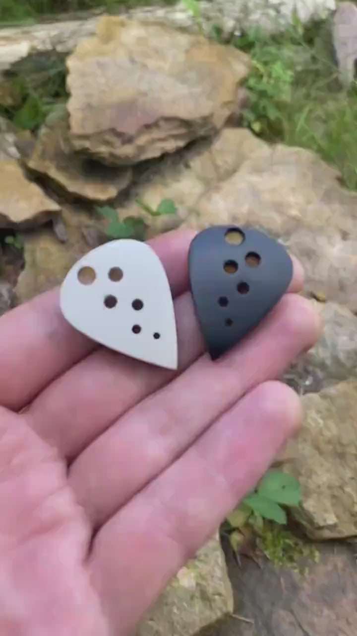 Handmade Teardrop Guitar Pick, Peek Ultem Hybrid, Black White Beige Colors